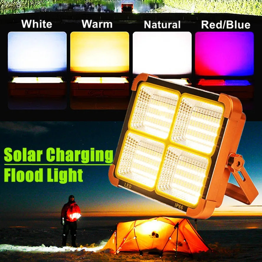 4 Modes Waterproof Solar Charging Flood Light Tent Camping Light Power Bank 12000mAh Outdoor Emergency Lighting IP66 Waterproof
